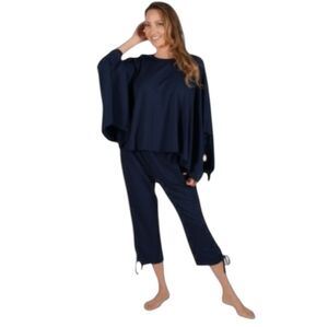 Pure Essence (Urbanology) Women's Size M/L Bamboo Topper Oversized Top Navy Blue